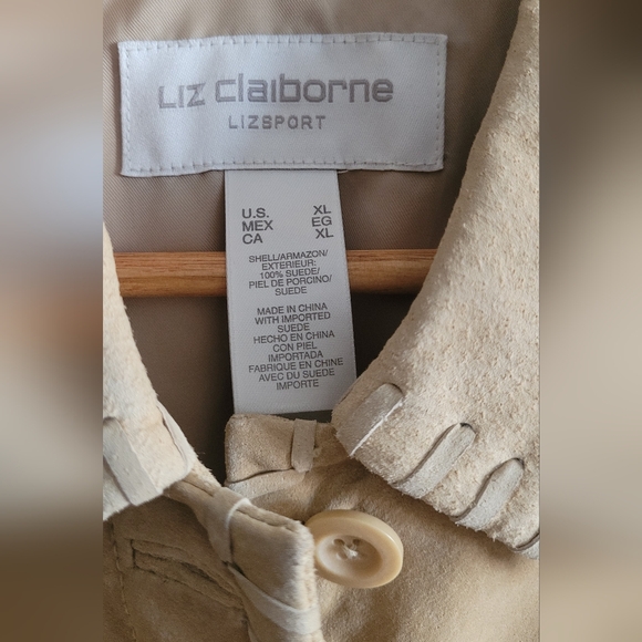 Liz Claiborne suede western paisley stitched jacket Women's XL tan blazer style - Picture 6 of 9